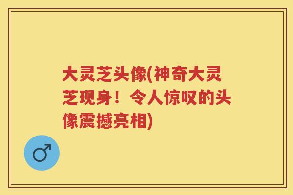 大灵芝头像(神奇大灵芝现身!令人惊叹的头像震撼亮相) 大灵芝头像(神奇大灵芝现身!令人惊叹的头像震撼亮相)