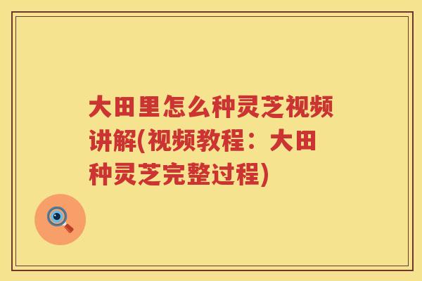 大田里怎么种灵芝视频讲解(视频教程：大田种灵芝完整过程)