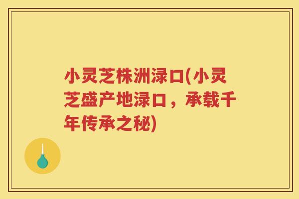 小灵芝株洲渌口(小灵芝盛产地渌口，承载千年传承之秘)