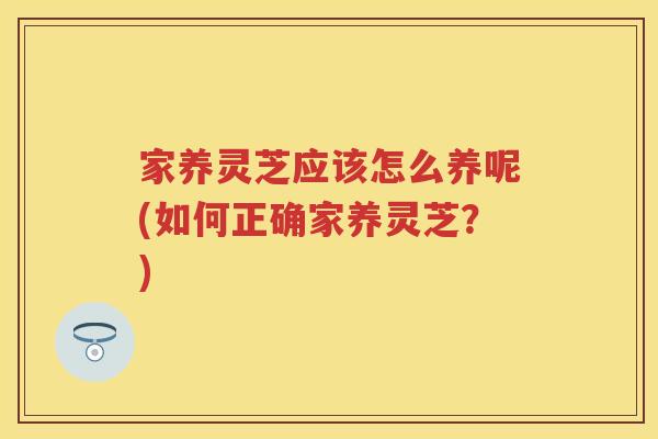 家养灵芝应该怎么养呢(如何正确家养灵芝？)