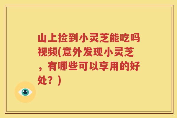 山上捡到小灵芝能吃吗视频(意外发现小灵芝，有哪些可以享用的好处？)