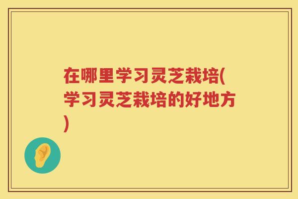 在哪里学习灵芝栽培(学习灵芝栽培的好地方) 在哪里学习灵芝栽培(学习灵芝栽培的好地方)