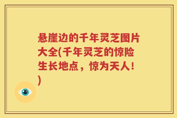 悬崖边的千年灵芝图片大全(千年灵芝的惊险生长地点,惊为天人!) 悬崖边的千年灵芝图片大全(千年灵芝的惊险生长地点,惊为天人!)