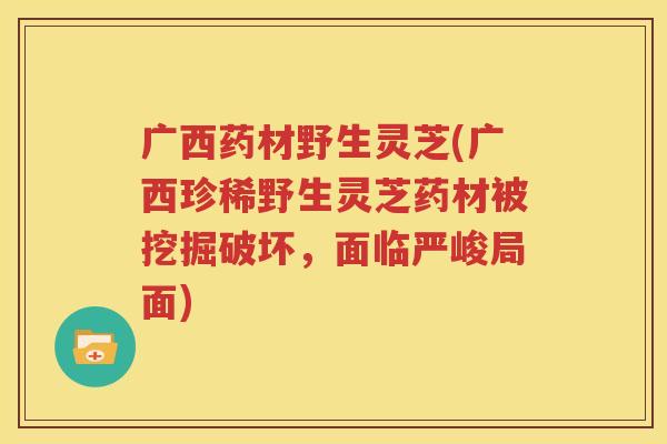 广西药材野生灵芝(广西珍稀野生灵芝药材被挖掘破坏，面临严峻局面)