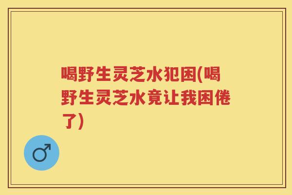 喝野生灵芝水犯困(喝野生灵芝水竟让我困倦了) 喝野生灵芝水犯困(喝野生灵芝水竟让我困倦了)