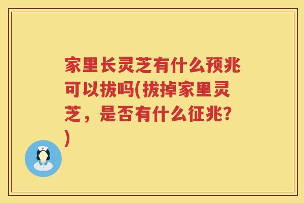 家里长灵芝有什么预兆可以拔吗(拔掉家里灵芝，是否有什么征兆？)