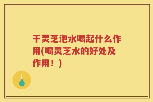 干灵芝泡水喝起什么作用(喝灵芝水的好处及作用！)