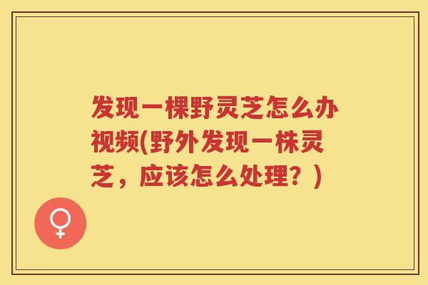 发现一棵野灵芝怎么办视频(野外发现一株灵芝,应该怎么处理?) 发现一棵野灵芝怎么办视频(野外发现一株灵芝,应该怎么处理?)