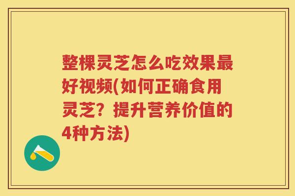 整棵灵芝怎么吃效果好视频(如何正确食用灵芝？提升营养价值的4种方法)
