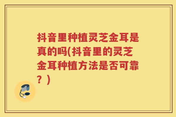 抖音里种植灵芝金耳是真的吗(抖音里的灵芝金耳种植方法是否可靠？)