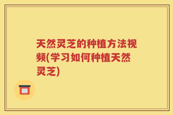 天然灵芝的种植方法视频(学习如何种植天然灵芝) 天然灵芝的种植方法视频(学习如何种植天然灵芝)