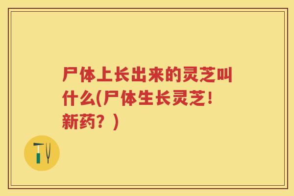尸体上长出来的灵芝叫什么(尸体生长灵芝！新药？)