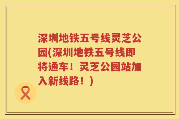 深圳地铁五号线灵芝公园(深圳地铁五号线即将通车!灵芝公园站加入新线路!) 深圳地铁五号线灵芝公园(深圳地铁五号线即将通车!灵芝公园站加入新线路!)