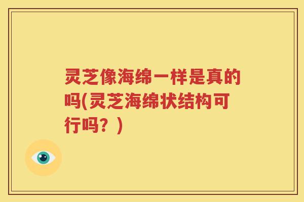 灵芝像海绵一样是真的吗(灵芝海绵状结构可行吗？)