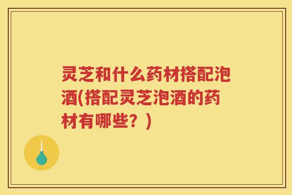灵芝和什么药材搭配泡酒(搭配灵芝泡酒的药材有哪些？)