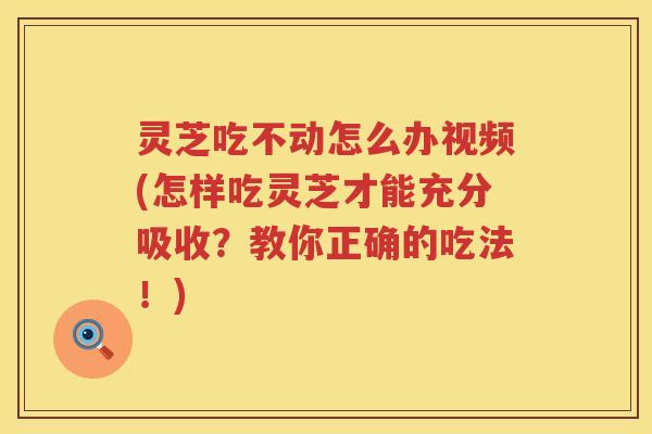 灵芝吃不动怎么办视频(怎样吃灵芝才能充分吸收?教你正确的吃法!) 灵芝吃不动怎么办视频(怎样吃灵芝才能充分吸收?教你正确的吃法!)