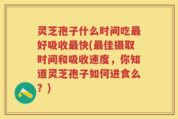 灵芝孢子什么时间吃好吸收快(佳摄取时间和吸收速度，你知道灵芝孢子如何进食么？)