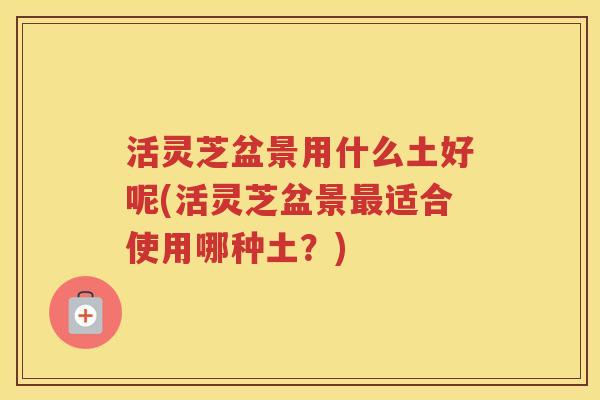 活灵芝盆景用什么土好呢(活灵芝盆景适合使用哪种土？)