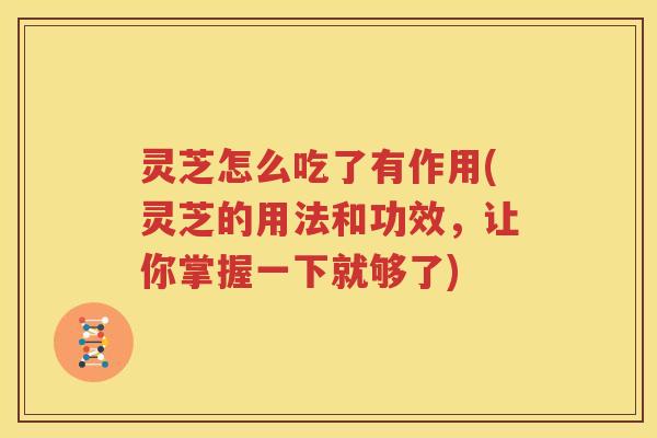 灵芝怎么吃了有作用(灵芝的用法和功效,让你掌握一下就够了) 灵芝怎么吃了有作用(灵芝的用法和功效,让你掌握一下就够了)