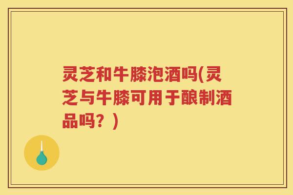 灵芝和牛膝泡酒吗(灵芝与牛膝可用于酿制酒品吗？)