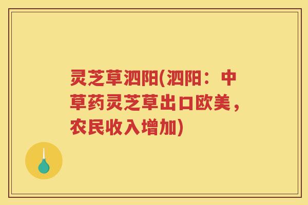 灵芝草泗阳(泗阳：中草药灵芝草出口欧美，农民收入增加)