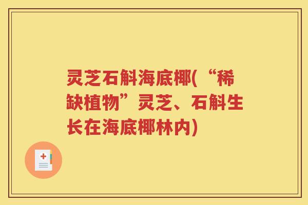 灵芝石斛海底椰(“稀缺植物”灵芝、石斛生长在海底椰林内)