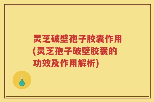 灵芝破壁孢子胶囊作用(灵芝孢子破壁胶囊的功效及作用解析)