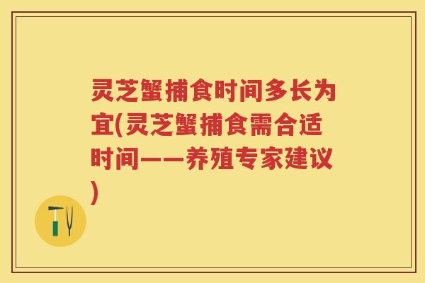 灵芝蟹捕食时间多长为宜(灵芝蟹捕食需合适时间——养殖专家建议)