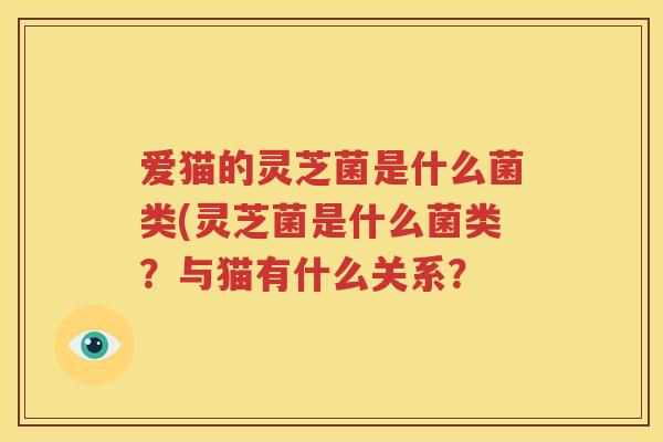 爱猫的灵芝菌是什么菌类(灵芝菌是什么菌类？与猫有什么关系？