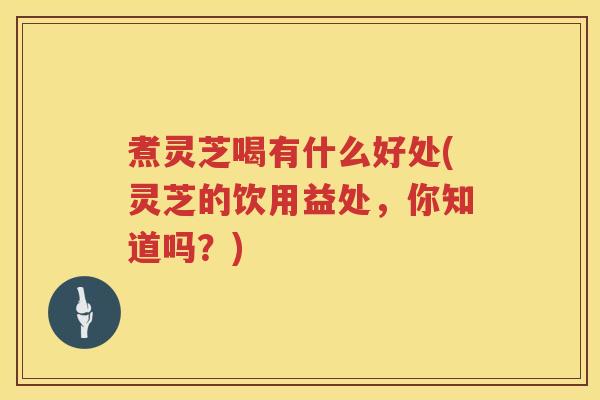 煮灵芝喝有什么好处(灵芝的饮用益处，你知道吗？)