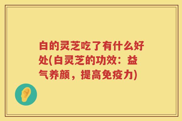 白的灵芝吃了有什么好处(白灵芝的功效：益气养颜，提高免疫力)