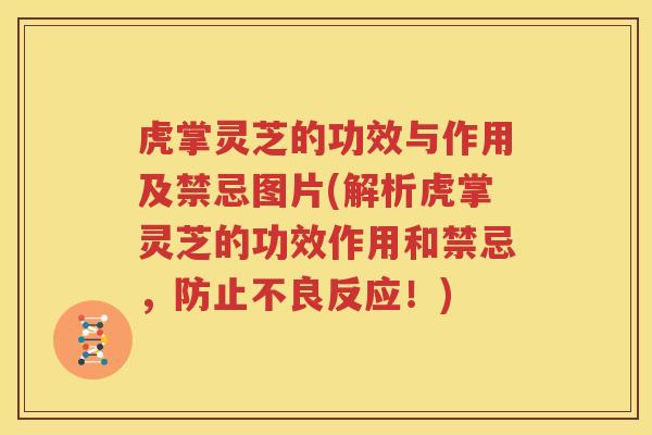 虎掌灵芝的功效与作用及禁忌图片(解析虎掌灵芝的功效作用和禁忌，防止不良反应！)
