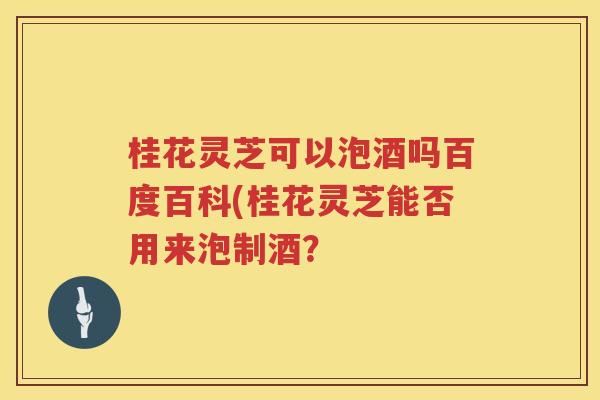 桂花灵芝可以泡酒吗百度百科(桂花灵芝能否用来泡制酒？