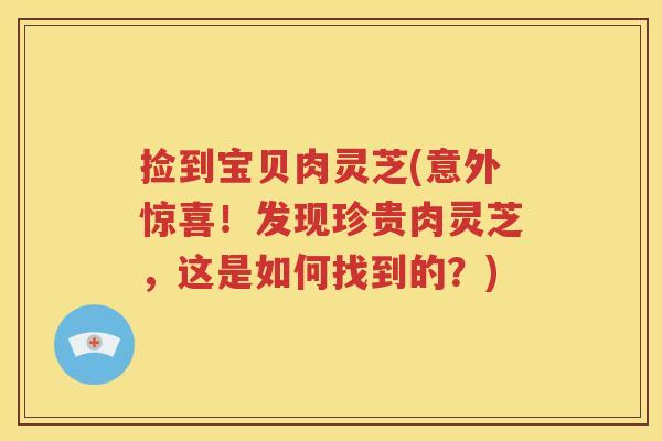 捡到宝贝肉灵芝(意外惊喜！发现珍贵肉灵芝，这是如何找到的？)