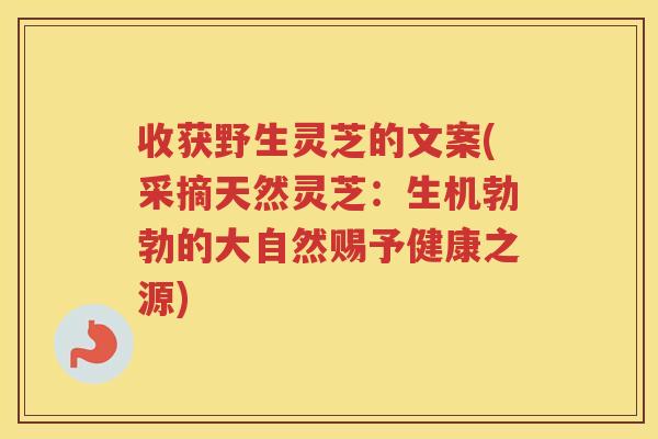 收获野生灵芝的文案(采摘天然灵芝：生机勃勃的大自然赐予健康之源)