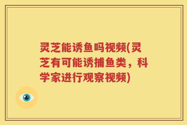 灵芝能诱鱼吗视频(灵芝有可能诱捕鱼类，科学家进行观察视频)
