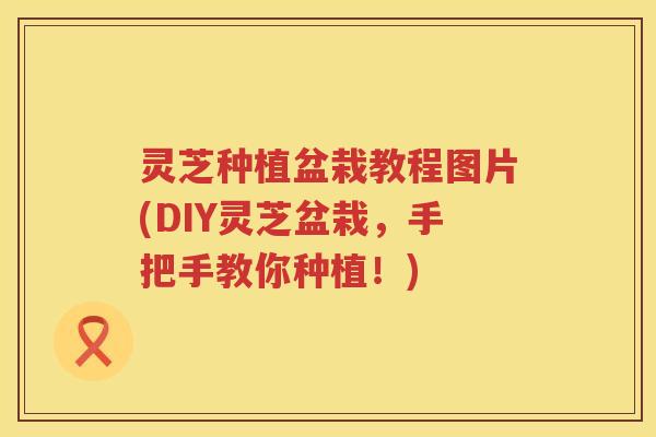 灵芝种植盆栽教程图片(DIY灵芝盆栽，手把手教你种植！)