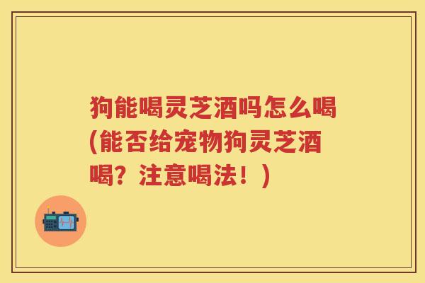 狗能喝灵芝酒吗怎么喝(能否给宠物狗灵芝酒喝？注意喝法！)