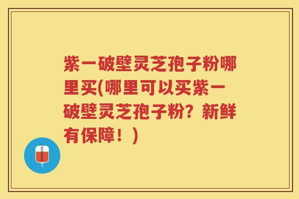 紫一破壁灵芝孢子粉哪里买(哪里可以买紫一破壁灵芝孢子粉?新鲜有保障!) 紫一破壁灵芝孢子粉哪里买(哪里可以买紫一破壁灵芝孢子粉?新鲜有保障!)
