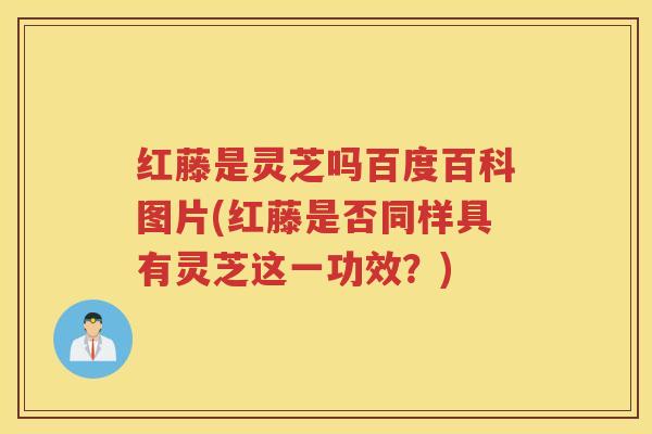 红藤是灵芝吗百度百科图片(红藤是否同样具有灵芝这一功效？)