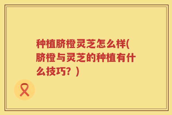 种植脐橙灵芝怎么样(脐橙与灵芝的种植有什么技巧？)