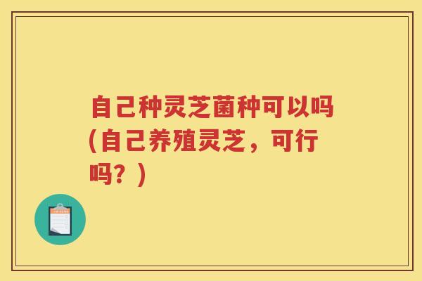 自己种灵芝菌种可以吗(自己养殖灵芝，可行吗？)