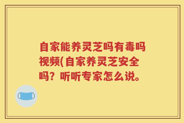 自家能养灵芝吗有毒吗视频(自家养灵芝安全吗？听听专家怎么说。