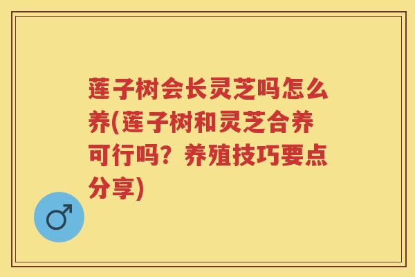 莲子树会长灵芝吗怎么养(莲子树和灵芝合养可行吗？养殖技巧要点分享)