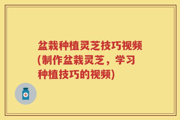 盆栽种植灵芝技巧视频(制作盆栽灵芝,学习种植技巧的视频) 盆栽种植灵芝技巧视频(制作盆栽灵芝,学习种植技巧的视频)