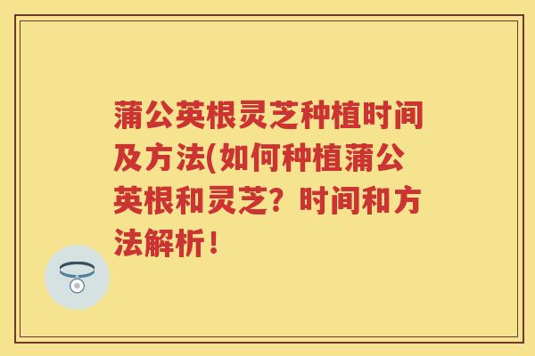 蒲公英根灵芝种植时间及方法(如何种植蒲公英根和灵芝？时间和方法解析！