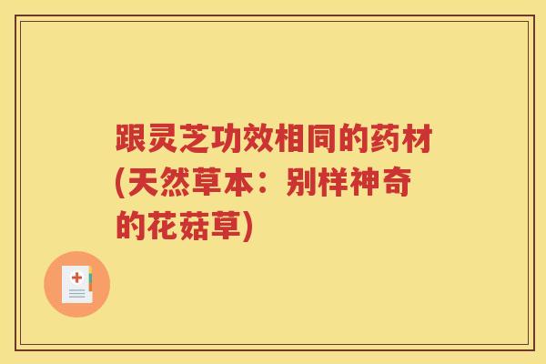 跟灵芝功效相同的药材(天然草本：别样神奇的花菇草)