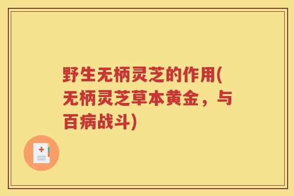 野生无柄灵芝的作用(无柄灵芝草本黄金，与百战斗)