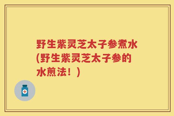 野生紫灵芝太子参煮水(野生紫灵芝太子参的水煎法!) 野生紫灵芝太子参煮水(野生紫灵芝太子参的水煎法!)