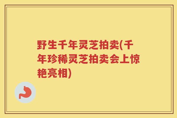 野生千年灵芝拍卖(千年珍稀灵芝拍卖会上惊艳亮相)